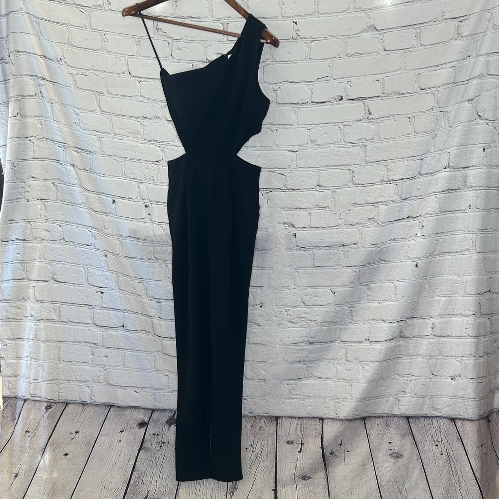 Hunter Bell Black One-Shoulder Cutout Jumpsuit Size 6